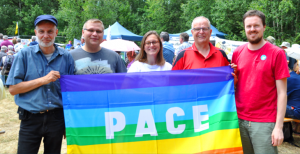 Das Team der Friedenskooperative im Juli 2019 beim Aktionstag in Büchel.