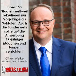 Oliver Welke spricht sich gegen die Rekrutierung Minderjähriger durch die Bundeswehr aus.